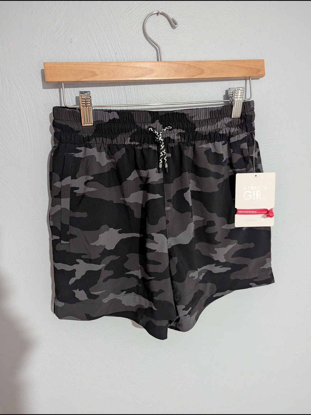 Athleta Girls Black and Gray Camo Performance Shorts